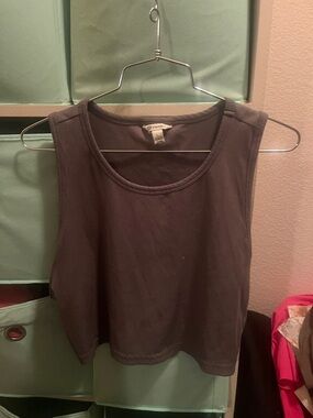 Versona black Ribbed Scoop Tank Top